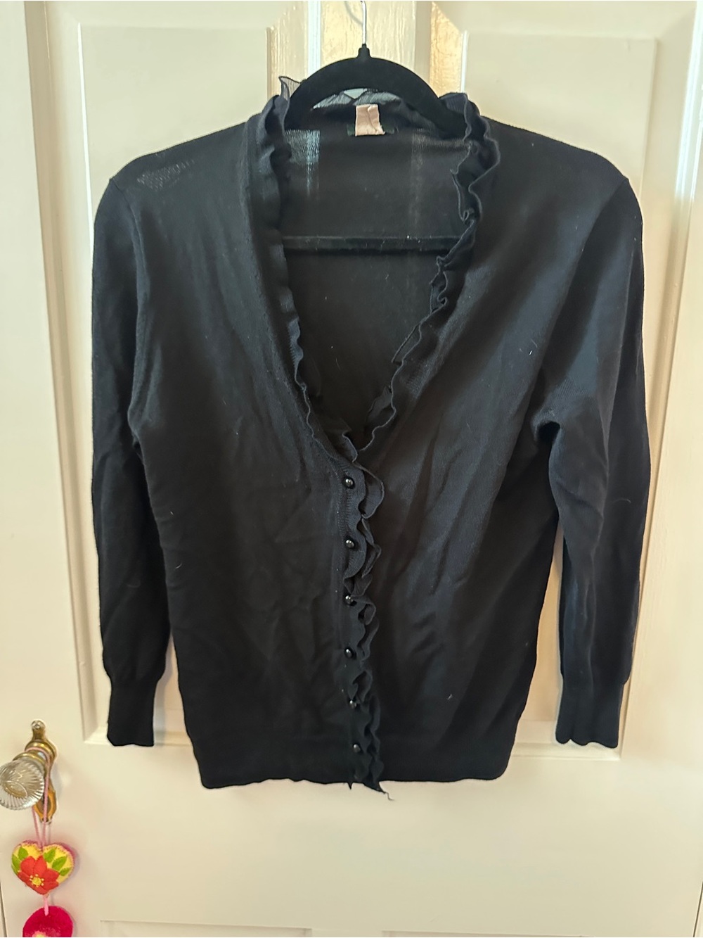 J.Crew Black Ruffle-Trim Women's Sweater